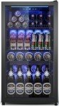 3.2 Cu.Ft Beverage Fridge, Mini Fridge With Glass Door, Beverage Cooler Refrigerator, Wine Drink Beer Fridge, Adjustable Shelves & Digital Temperature Display, 26 Bottle 128 Can