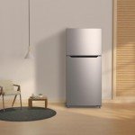 Techomey 13.9 Cu.Ft.Top Freezer Refrigerator, Frost Free Refrigerator with Freezer, 28" Compact Refrigerator, Garage Fridge, Standard Depth, Gallon Door Bins, LED Light, Stainless Steel