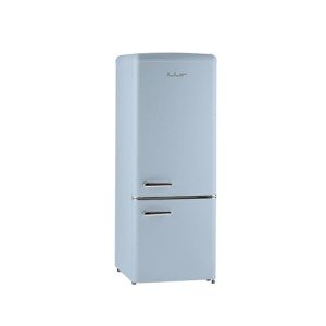 iio 7 Cu Ft Bottom Freezer Retro Refrigerator, Small, with Mini Fridge for Bedroom, 3 Glass replacement Shelves, LED Light,1 Crisper, 2 Drawers (Blue)