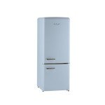 iio 7 Cu Ft Bottom Freezer Retro Refrigerator, Small, with Mini Fridge for Bedroom, 3 Glass replacement Shelves, LED Light,1 Crisper, 2 Drawers (Blue)