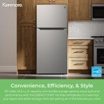 Kenmore 4661355 30" W Top Freezer Refrigerator with Adjustable Glass Shelving, Humidity Control Crispers, Quiet and Energy Efficient Inverter Compressor, Fingerprint Resistant Metallic Steel