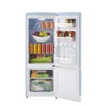 iio 7 Cu Ft Bottom Freezer Retro Refrigerator, Small, with Mini Fridge for Bedroom, 3 Glass replacement Shelves, LED Light,1 Crisper, 2 Drawers (Blue)