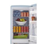 iio 7 Cu Ft Bottom Freezer Retro Refrigerator, Small, with Mini Fridge for Bedroom, 3 Glass replacement Shelves, LED Light,1 Crisper, 2 Drawers (Blue)