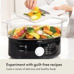 BELLA Two Tier Food Steamer with Dishwasher Safe Lids and Stackable Baskets & Removable Base for Fast Simultaneous Cooking - Auto Shutoff & Boil Dry Protection, Stainless Steel, 7.4 QT, Black