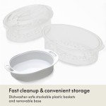 BELLA Two Tier Food Steamer with Dishwasher Safe Lids and Stackable Baskets & Removable Base for Fast Simultaneous Cooking - Auto Shutoff & Boil Dry Protection, Stainless Steel, 7.4 QT, Black
