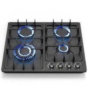 FVBADE 24inch 4 Burners Gas Cooktop Stainless Steel Built-in Gas Stove with NG/LPG Convertible Dual Fuel with Thermocouple Protection for Kitchen,Outdoor, Camping, RV