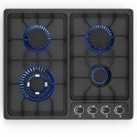 FVBADE 24inch 4 Burners Gas Cooktop Stainless Steel Built-in Gas Stove with NG/LPG Convertible Dual Fuel with Thermocouple Protection for Kitchen，Outdoor, Camping, RV