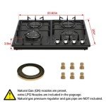 FVBADE 24inch 4 Burners Gas Cooktop Stainless Steel Built-in Gas Stove with NG/LPG Convertible Dual Fuel with Thermocouple Protection for Kitchen，Outdoor, Camping, RV