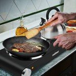 CUSIMAX Double Hot Plates Electric Burner, 1800W Countertop Cooktop with Adjustable Temperature Control, Hot Plates for Cooking Portable Electric Stove, Black Stainless Steel Cooktop, Upgraded Version