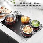 AMZCHEF 30 Inch Built-in Electric Cooktop,8400W and 5 Boost Burners Stove Cooktops with 2 High-Efficiency Burners,16 Heating Level, 1-99Min Timer & Safety Lock