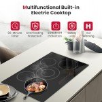 GASLAND 30 Inch Electric Cooktop 5 Burners, 8200W Built-in Radiant Electric Stove Top, 220-240V Electric Ceramic Cooktop with 9 Power Levels, Slide Touch Control, Child Safety Lock &Timer, Hard Wire