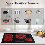 GASLAND 30 Inch Electric Cooktop 4 Burners, ETL & FCC Certificated, Built-in Radiant Ceramic Cooktop, Sync & Triple Burners, Slide Touch Control, Child Safety Lock, Hot Surface Indicator, 240V