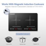 Double Induction Cooktop AMZCHEF Induction Cooker 2 Burners, Low Noise Electric Cooktops With 1800W Sensor Touch, 20 Temperature & Power Levels,Independent Control,3-hour Timer, Safety Lock