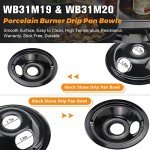 WB31M20 WB31M19 Porcelain Drip Pans by Blutoget - Compatible for GE Hotpoint Range Cooktop - Includes 2 6-Inch and 2 8-Inch black Drip Pans - 4 Pack (Black Porcelain)