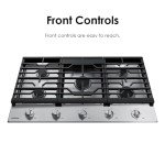 SAMSUNG 36" Built In Gas Cooktop with 5 Burners, Stainless Steel, NA36R5310FS/AA