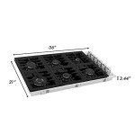 ZLINE 36" Gas Cooktop with 6 Gas Burners and Black Porcelain Top (RC36-PBT)