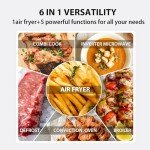 TOSHIBA 6-in-1 Inverter Countertop Microwave Oven Healthy Air Fryer Combo, MASTER Series, Air Fryer, Broil, Convection, Speedy Combi, Even Defrost, Sound On/Off 27 Auto Menu Stainless Steel