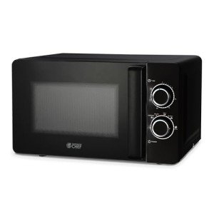 COMMERCIAL CHEF Black Microwave 0.7 Cu. Ft. with Rotary Switch Knob, 700W Countertop Small Microwave with Microwave Turntable Plate, 6 Level Power Tabletop Microwave with Microwave Handle