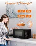 COMMERCIAL CHEF Black Microwave 0.7 Cu. Ft. with Rotary Switch Knob, 700W Countertop Small Microwave with Microwave Turntable Plate, 6 Level Power Tabletop Microwave with Microwave Handle