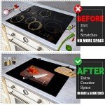 NEWCOMDIGI, Heat Resistant 2Pcs Gap, Large Cooktop Cover 28.5×20.5in [Anti-Slip Coating] Protector Glass Stove Washer Dryer Top, 28.520.5 in, Black-For Electric 02