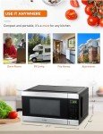 COMMERCIAL CHEF 1.1 Cu Ft Microwave with 10 Power Levels, Small Microwave with Push Button, 1000W Countertop Microwave with Kitchen Timer, Door Lock, & Digital Controls, Stainless Steel