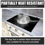 NEWCOMDIGI, Heat Resistant 2Pcs Gap, Large Cooktop Cover 28.5×20.5in [Anti-Slip Coating] Protector Glass Stove Washer Dryer Top, 28.520.5 in, Black-For Electric 02