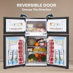 Upstreman 3.1 Cu.Ft Mini Fridge with Freezer, Double Door Mini Fridge, Dorm Essentials, Adjustable Thermostat, Energy Saving, Mini Fridge for Office, Dorm, Bedroom, Black