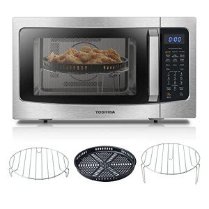 TOSHIBA 4-in-1 ML-EC42P(SS) Countertop Microwave Oven, Smart Sensor, Convection, Air Fryer Combo, Mute Function, Position Memory 13.6" Turntable, 1.5 Cu Ft, 1000W, Silver