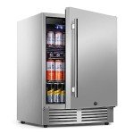 Tylza Outdoor Refrigerator 24 Inch Wide, Stainless Steel Beverage Refrigerator 176 Can for Undercounter Built-in or Freestanding, for Home and Patio, Water Proof, Fast Cooling, Low Noise, 37-65 °F
