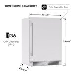 Zephyr Presrv 24 Inch Outdoor Wine Fridge & Beverage Refrigerator Single Zone Under Counter - Drink Chiller Freestanding Stainless Steel Door - 136 cans (Single-Zone Outdoor Wine & Beverage Cooler)