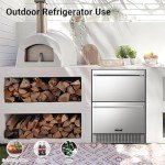 BODEGACOOLER 24 Inch Outdoor Beverage Refrigerator,Under Counter Double Drawer Fridge Stainless Steel,Built-in Outdoor Drawer Beverage Cooler for Soda Drink,Beer 149 Cans for Home,Commercial