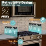 Stove Gap Covers Stainless Steel, 2 Pack Stove Gap Filler Easy Retractable Length 13.8" to 27.5", Width 0.79" ALMCALS Stove Gap Guards Range Trim Kit, Heat Resistant Guard Between Stove Top & Counter
