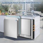 Velivi 24 Inch Beverage Refrigerator Outdoor, Under Counter Beverage Cooler for Patio, Built-in Drink Fridge 210 Cans, with Stainless Steel Door for Soda, Beer, Wine