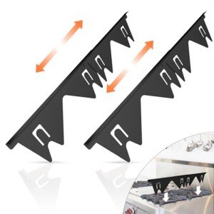 Stainless Steel Stove Gap Covers (2PCS), Stove Gap Filler, Stove Guard for Kitchen Oven Counter Side Gap, Range Trim Kit, Easy Clean and Heat Resistant, Adjustable Length 13.8" to 27.5" 1