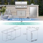 Velivi 24 Inch Beverage Refrigerator Outdoor, Under Counter Beverage Cooler for Patio, Built-in Drink Fridge 210 Cans, with Stainless Steel Door for Soda, Beer, Wine