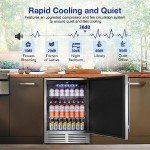 Tylza Outdoor Refrigerator 24 Inch Wide, Stainless Steel Beverage Refrigerator 176 Can for Undercounter Built-in or Freestanding, for Home and Patio, Water Proof, Fast Cooling, Low Noise, 37-65 °F