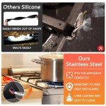 Stainless Steel Stove Gap Covers (2PCS), Stove Gap Filler, Stove Guard for Kitchen Oven Counter Side Gap, Range Trim Kit, Easy Clean and Heat Resistant, Adjustable Length 13.8" to 27.5" 1