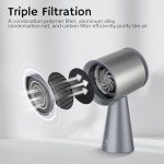 AIRTHEREAL RH180 Desktop Range Hood with 3 Speeds and Large Oil Collection Cup, Detachable Aluminum Carbon Filter, Low Noise Portable Kitchen Exhaust Fan for Cooking, Silver