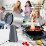 AIRTHEREAL RH180 Desktop Range Hood with 3 Speeds and Large Oil Collection Cup, Detachable Aluminum Carbon Filter, Low Noise Portable Kitchen Exhaust Fan for Cooking, Silver
