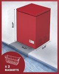 Watoor 3.5 Cu Ft Chest Freezer - Super-Low Temperature - 2 Removable Baskets - Electronic Control 14℉ to -40℉- Red