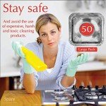 Disposable Gas Burner Liners 50 Pack, Aluminum Foil Square Stove Covers, Range Protectors, Stove Top Foil Covers for Gas Burners, Catch Food Spills, Aluminum Stove Burner Cover, Foil Liner 8.5x8.5 In