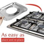 Disposable Gas Burner Liners 50 Pack, Aluminum Foil Square Stove Covers, Range Protectors, Stove Top Foil Covers for Gas Burners, Catch Food Spills, Aluminum Stove Burner Cover, Foil Liner 8.5x8.5 In