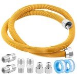 Puxyblue 48" Flexible Gas Line Kit for Dryer, Stove, Range, Flexible Stainless Steel Gas Dryer Connector Kit, 5/8 in.OD(1/2 in. ID）Dryer Gas Line with Connector 1/2" FIP & 1/2" MIP & 3/4" MIP Fitting