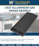 Whirlpool W10432544 Genuine OEM Cast Alluminum Gas Range Griddle Replaces W10432539, Black