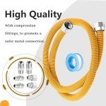 Puxyblue 48" Flexible Gas Line Kit for Dryer, Stove, Range, Flexible Stainless Steel Gas Dryer Connector Kit, 5/8 in.OD(1/2 in. ID）Dryer Gas Line with Connector 1/2" FIP & 1/2" MIP & 3/4" MIP Fitting