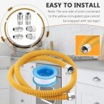 Puxyblue 48" Flexible Gas Line Kit for Dryer, Stove, Range, Flexible Stainless Steel Gas Dryer Connector Kit, 5/8 in.OD(1/2 in. ID）Dryer Gas Line with Connector 1/2" FIP & 1/2" MIP & 3/4" MIP Fitting