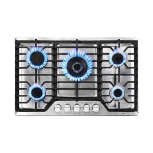 AMZCHEF 30 inch Gas Cooktop with 5 Made in Italy SABAF Power Burners.Max 48,300 BTU/hr Built-in Gas Stove top of 304 Stainless steel,NG/LPG Convertible, ETL.
