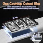 AMZCHEF 30 inch Gas Cooktop with 5 Made in Italy SABAF Power Burners.Max 48,300 BTU/hr Built-in Gas Stove top of 304 Stainless steel,NG/LPG Convertible, ETL.