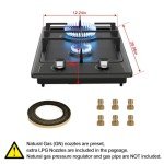 FVBADE 12 inch 2 Burners Gas Cooktop Stainless Steel Built-in Gas Stove with NG/LPG Convertible Dual Fuel with Thermocouple Protection for Kitchen，Outdoor, Camping, RV