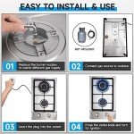 Kiriner Gas Cooktop 2 Burners Gas Stove Top, 12 Inches Portable Stainless Steel Built-in LPG/NG Dual Fuel Gas Hob for Kitchen, RVs, Apartments, Outdoor (L12"×W20")